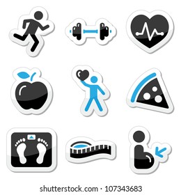 Health and fitness icons set