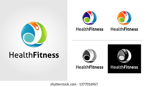 Health Fitness Logo Template Set