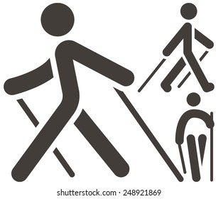 Health and Fitness - Nordic Walking icons set