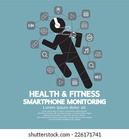 Health And Fitness Smartphone Monitoring Vector Illustration