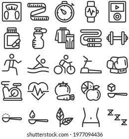 health fitness sports diet icon set