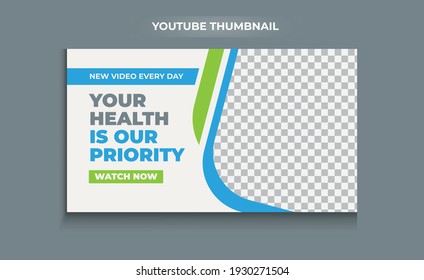 health and fitness training, exercise youtube thumbnail template Vector design