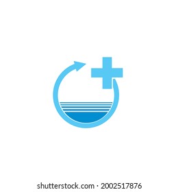 Health fluid logo circle plus design.
