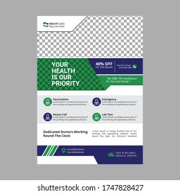 Health flyer poster brochure cover design layout background, two colors scheme, vector template design in A4.