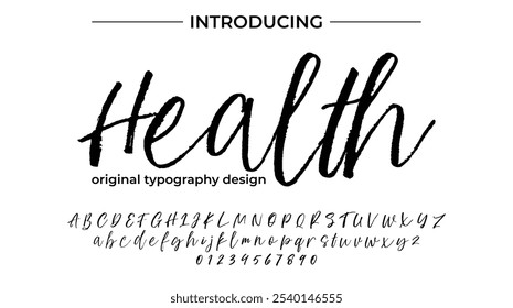 Health Font Stylish brush painted an uppercase vector letters, alphabet, typeface