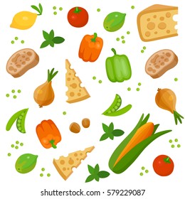  Health food 100% organic background. Set of vegetables and other healthy foods