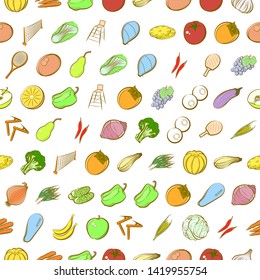 Health food. Background for printing, design, web. Usable as icons. Seamless. Colored.