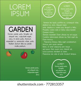 Health food brochure design. Bio vegetable and fruit.Green brochure folder vector.