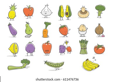 Health Food Characters Color Icons