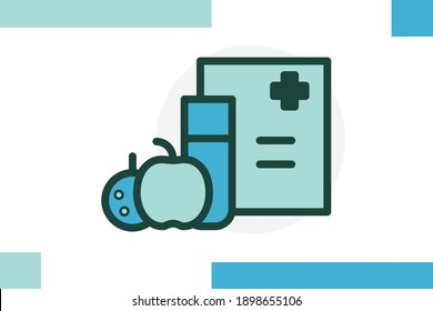 Health food icon filled line color concept related medical and medicine elements.