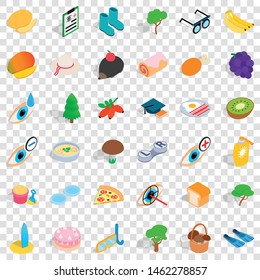 Health food icons set. Isometric style of 36 health food vector icons for web for any design