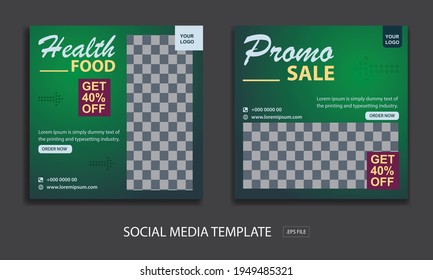 health food restaurant social media post template