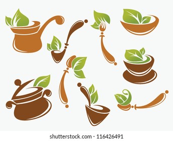 health food vector collection of cooking equipment and food symbols