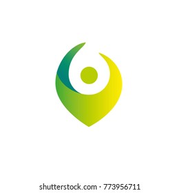 Health gradient Logo Template. Human, geo tag