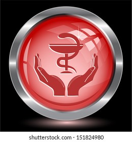 health in hands. Internet button. Vector illustration.