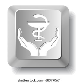 health in hands. Vector computer key.