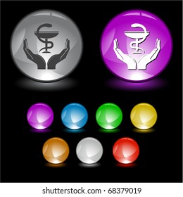 health in hands. Vector interface element.