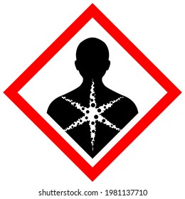 Health hazard vector warning symbol isolated on white background, health danger and long term hazard sign