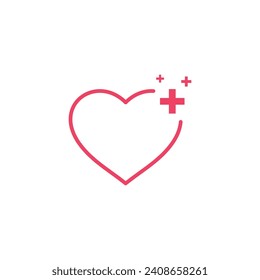 Health heart icon, thin line symbol on white background