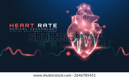 Health heart rate Interface particle background, Artificial intelligence heart scan design concept, Medical treatment AI technology futuristic, Vector illustration.