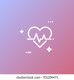 Health and heart, well-being, cardiogram vector icon on a gradient background