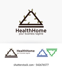 Health home logo design. Green home and Environment logo concept. Vector logo template