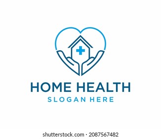 Health home logo, love health vector, hand cross health vector, medical home vector