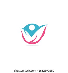 Diseño del logotipo del vector humano de salud. Signo del logo de la vida verde. Diseño de vectores de iconos de logotipo de naturaleza abstracta. 