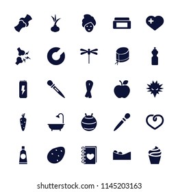 Health icon. collection of 25 health filled icons such as potato, onion, carrot, cream box, ribbon, cream, nail sawing, shower. editable health icons for web and mobile.