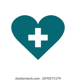 health icon, heart and plus sign. flat style design. Suitable for use in hospitals, pharmacies, pharmacies, etc. template vector design