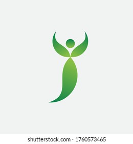 Health icon logo template. Healthy sign. illustration beauty salon symbol. Human character in leaves shapes. Nature ecology.
