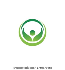 Health icon logo template. Healthy sign. illustration beauty salon symbol. Human character in leaves shapes. Nature ecology.