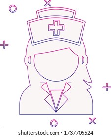 Health icon Nurse blue and red fading color lines vector illustration with white background coronavirus 2019