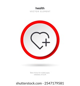 Health icon. Romantic heart icon. Love symbol. Valentine's Day sign isolated on white background, Flat style for graphic, logo, website, mobile app, UI, UX.