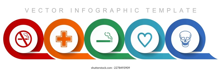 Health icon set, miscellaneous icons such as no smoking, cross, cigarette, heart and skull for webdesign and mobile applications, flat design infographic vector template in eps 10