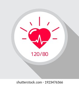 Caricatura plana vectorial del icono de la salud, concepto de corazón y buen índice de presión arterial símbolo médico, signo de control de la salud del pulso, ilustración del latido del corazón de ecg 