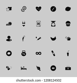 health icon. health vector icons set skull, tablet capsule, orange and cosmetic cream