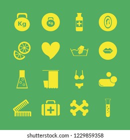 health icon. health vector icons set test tube, female mirror, bones and bathroom