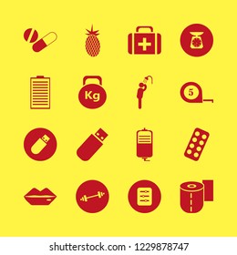 health icon. health vector icons set blister pack, tablet capsule, fresh pineapple and kitchen scale