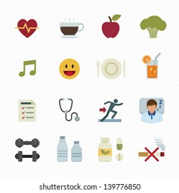 Health Icon And Wellness Icons With White Background