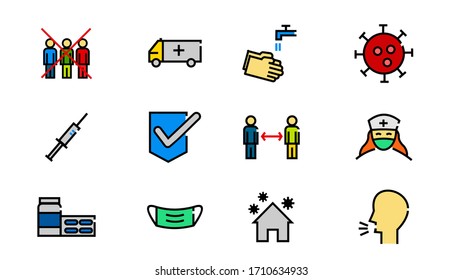  health icon.corona virus icon.practical tips to prevent transmission of the virus covid-19