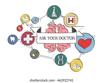 HEALTH ICONS ASK YOUR DOCTOR CONCEPT SKETCH