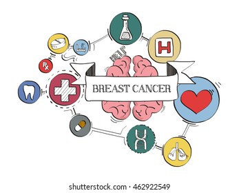 HEALTH ICONS BREAST CANCER CONCEPT SKETCH