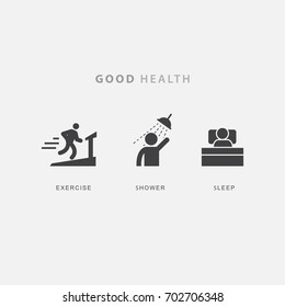 Health icons, 'Good health' concept. Vector. Illustration.