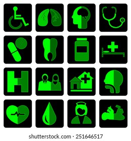 health icons green set