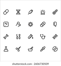 Health Icons with line style, perfect for user interface projects