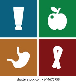 Health icons set. set of 4 health filled icons such as cream tube, ribbon, stomach