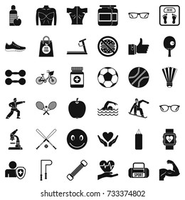 Health icons set. Simple style of 36 health vector icons for web isolated on white background