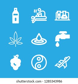 health icons set with yin yang, water bottle and marijuana vector set