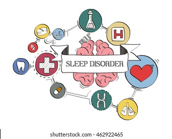 HEALTH ICONS SLEEP DISORDER CONCEPT SKETCH